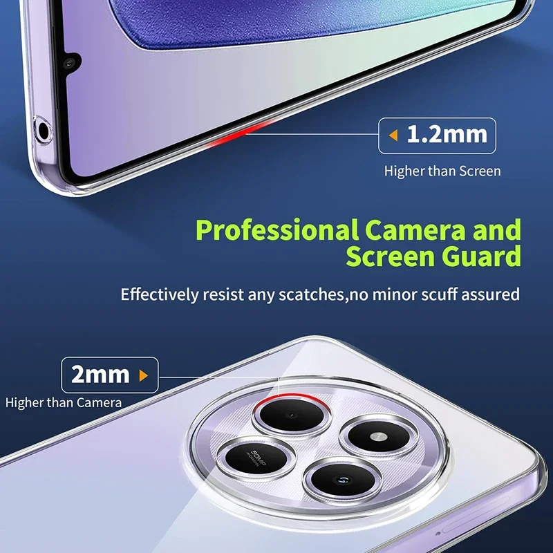 Phone cases for Xiaomi Redmi 14C 13 13C 12 12C 4G 5G transparent silicon glass soft shell ultra-thin back transparent case