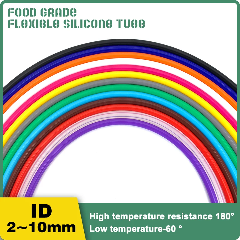 3/10m Silicone Tube ID 2 3 4 5 6 7 8 10 12mm Flexible Rubber Hose Food Grade Soft Milk Beer Drink Pipe Water Connector Tubing