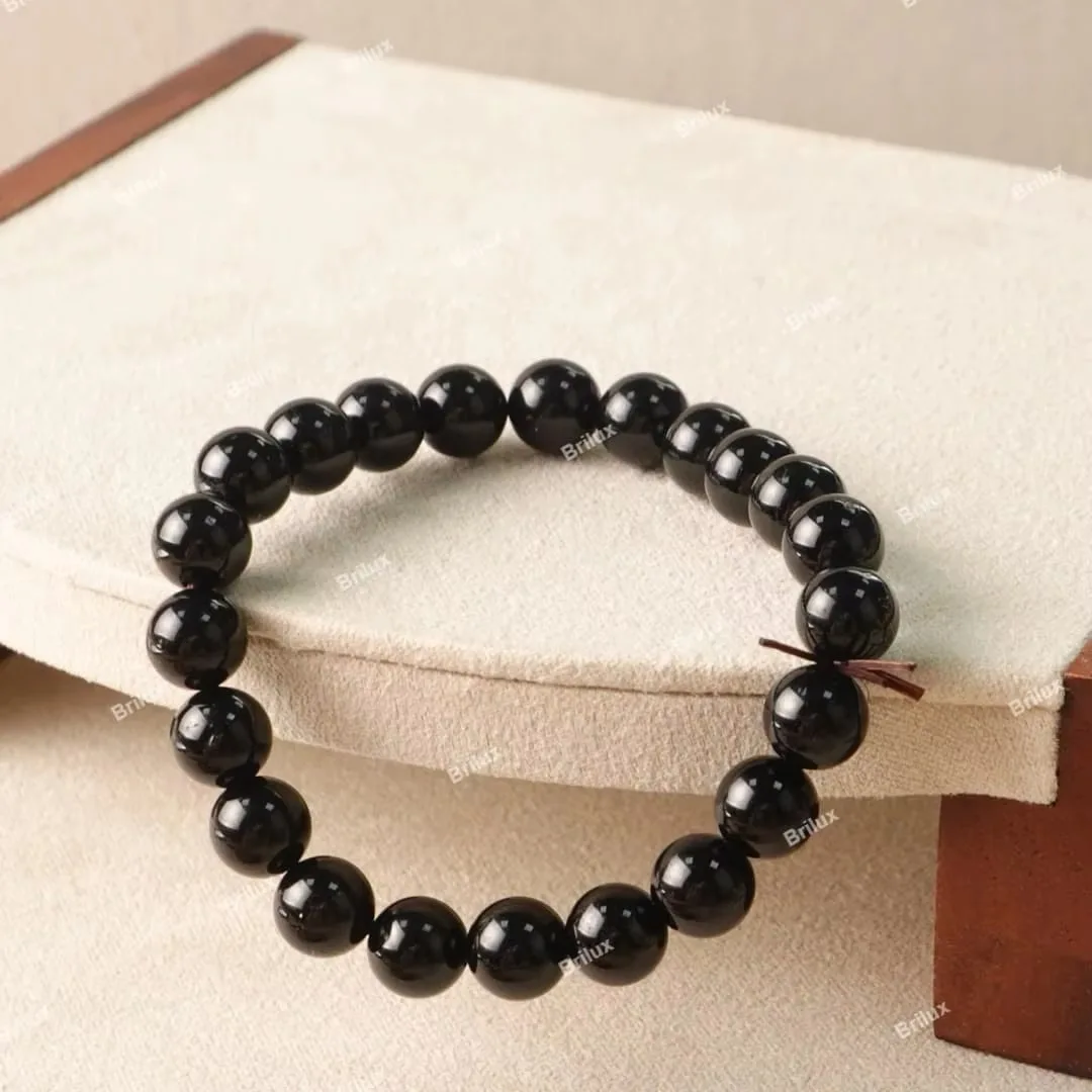 Black Tourmaline Bracelet Natural Healing Gemstone for Enhancing Strength Stability Grounding Energy from Negative Force