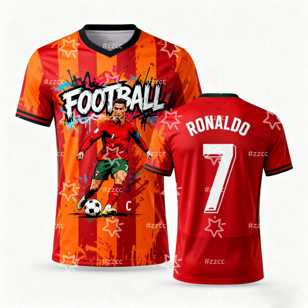 Ronaldo commemorative football jersey Competition training suit Autumn Sports Dry Quickly Men's T-Shirt Children's Clothing