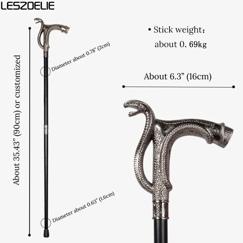 Роскошная трость Cobra-Head для мужчин и женщин, модная декоративная трость для вечеринок, винтажный элегантный дизайн для взрослых
