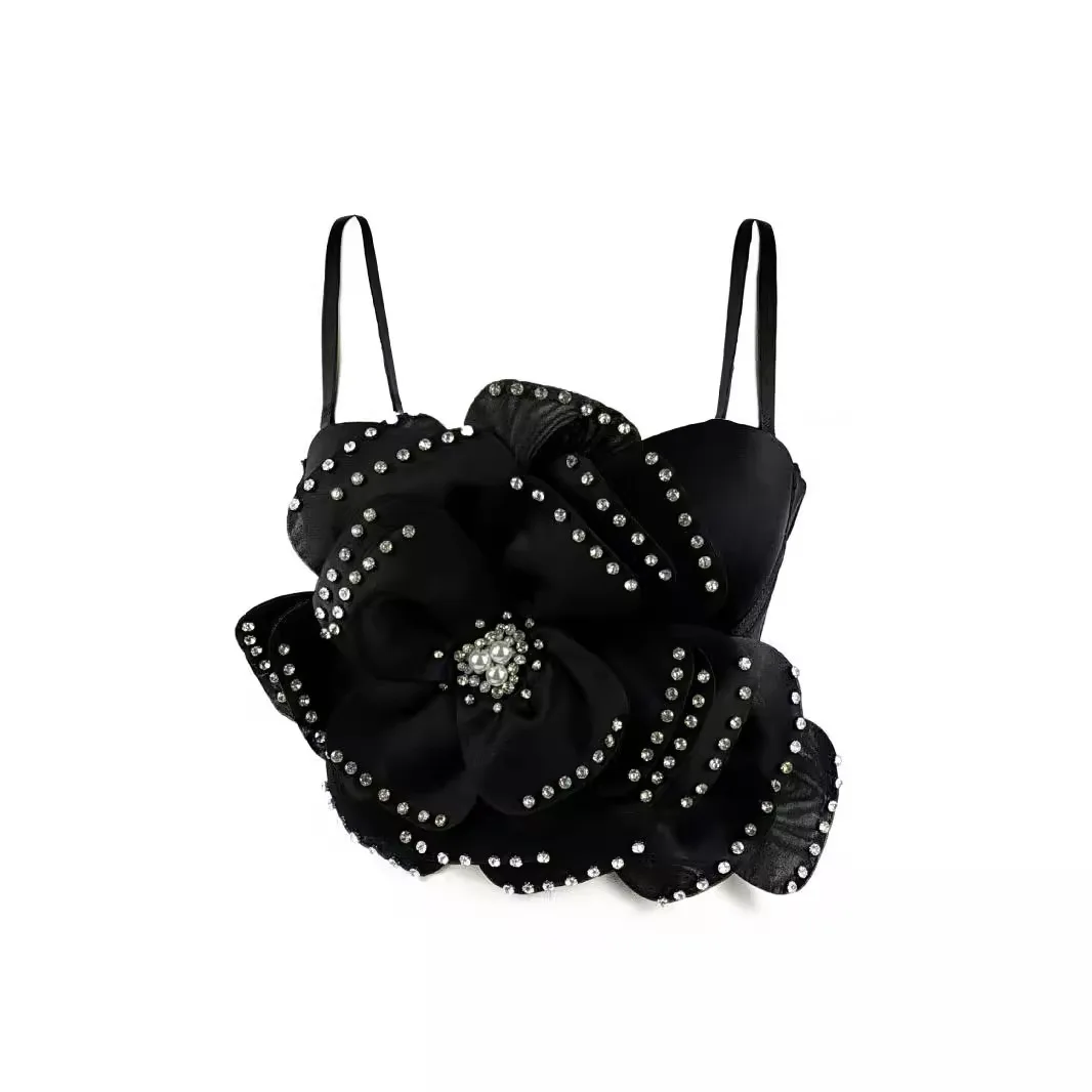 

Y2k Sweet And Cool Flower Beaded Fishbone Corset Nightclub Outerwear 3d Shaping Bra For Women Sexy Slim-Fit Strapless Top