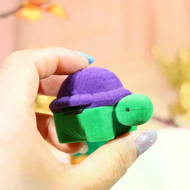 

Cartoon Cute Ring Box, Turtle-shaped Jewelry Box, Velvet Earring Box, Flocked Box, Exquisite Jewelry Gift Box