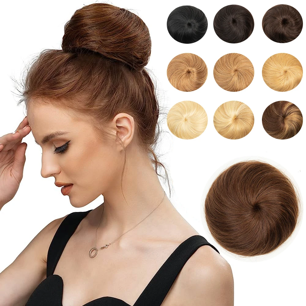 Human Hair Buns Claw On Drawstring Ponytail Flexible Hair Pieces Updo Donut Chignon Clip On Buns  Drawstring Scrunchies