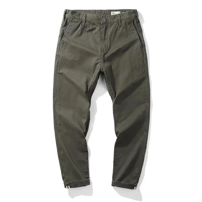 

cotton slim casual pants men American vintage cargo khakis autumn and winter chunky straight