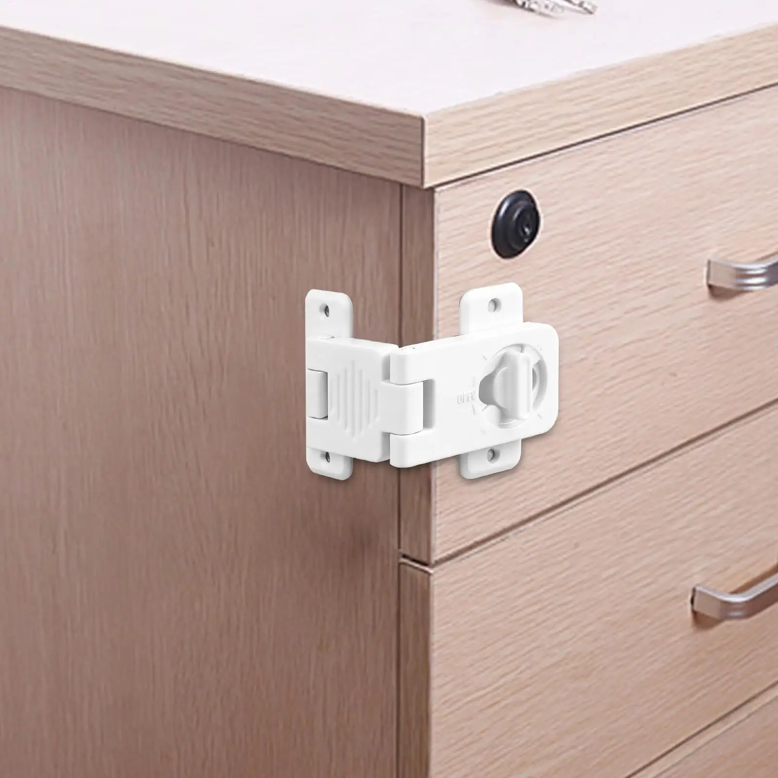 Right Angle Child Safety Lock No-Drill Cabinet & Drawer Latches Universal Fridge Door Lock for Home Apartment, Kitchen Bedroom ﻿