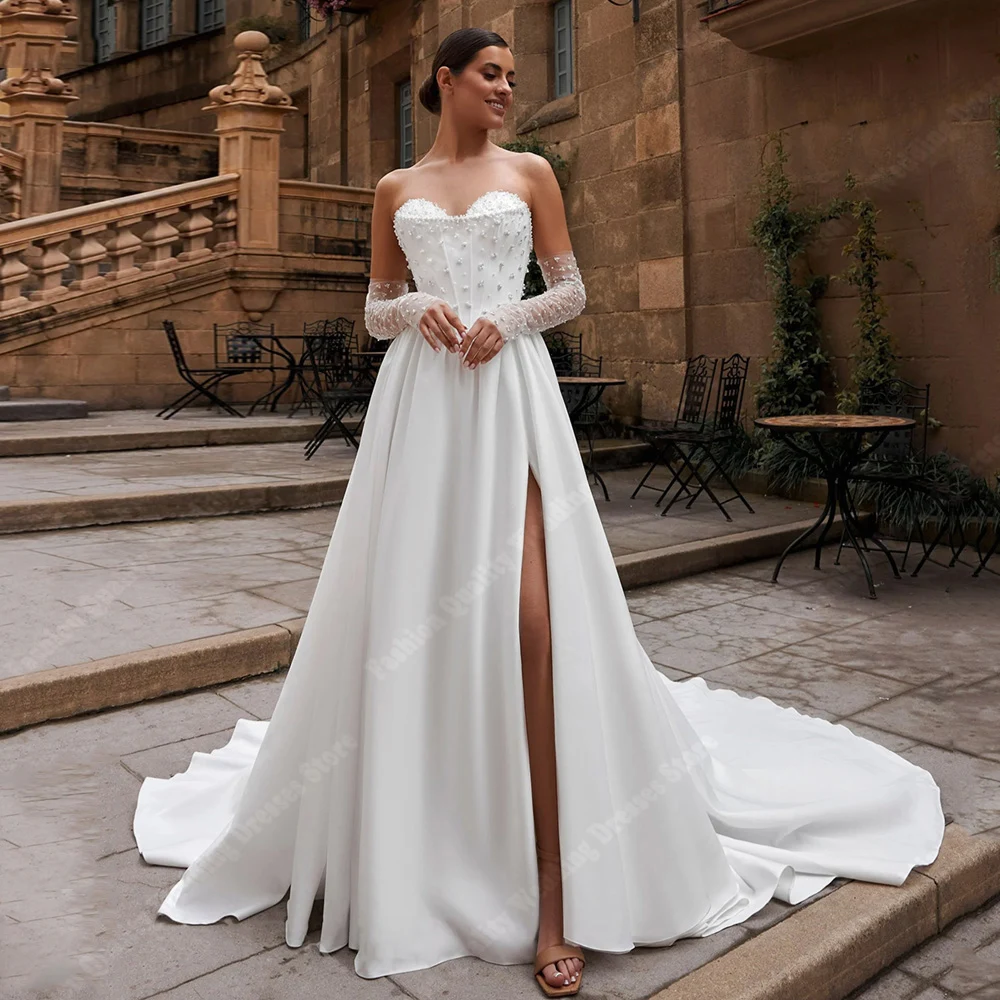 2025, bezaubernde A-Linie-Hochzeitskleider für Damen, elegante, ärmellose Brautkleider, Prinzessin ohne Handschuhe, Vestidos de Novias, individuell gestaltet