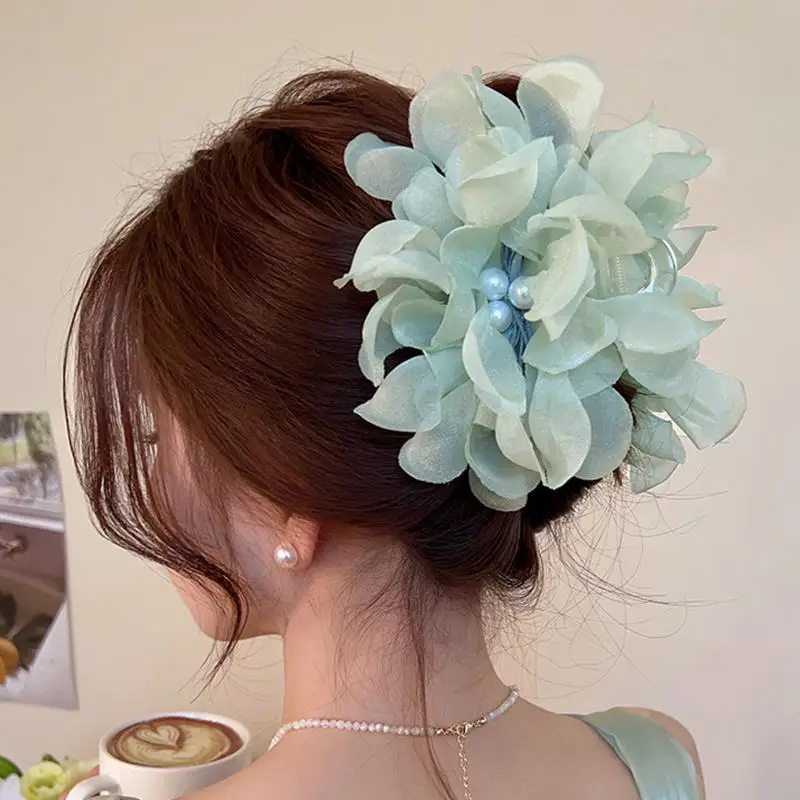 

1PCS Big Flower Hair Claw Clips Women Girls Soft Chiffon Flowers Ponytail Holder Hair Clamps Barrette Fashion Hair Accessories