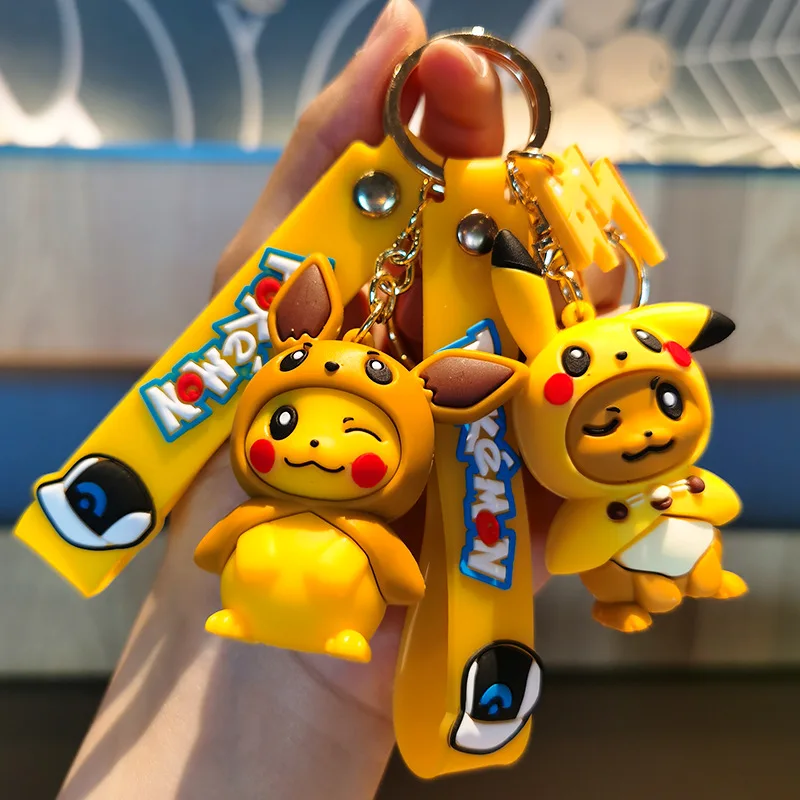 Pokemon Keychain Pikachu Anime Action Figure Toy Kawaii Cartoon Fashion Charmander Psyduck Doll Keyring Car Bag Pendant Kid Gift