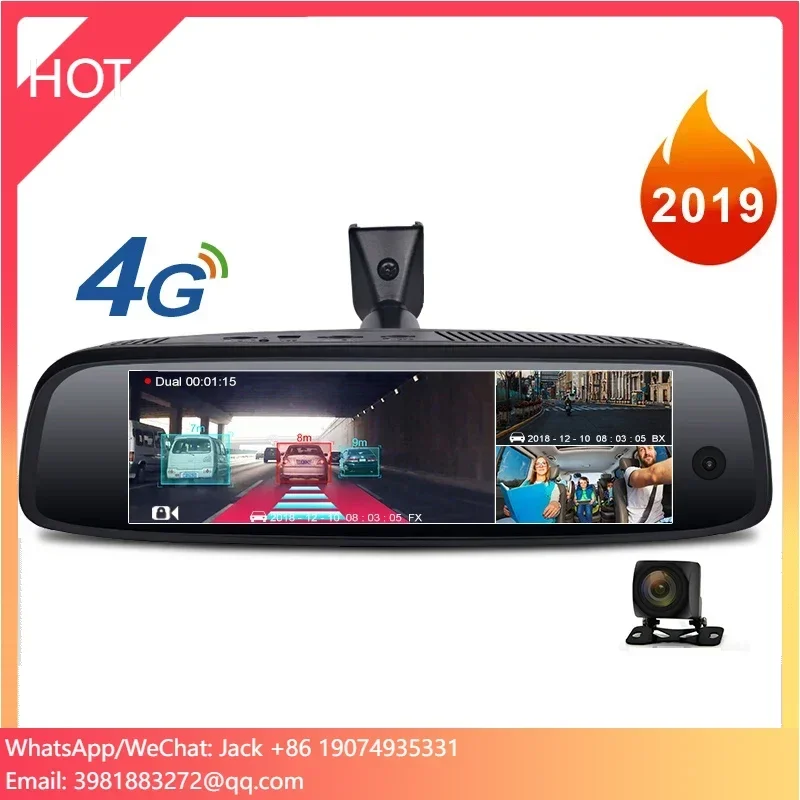 2019 New 2+32GB 3-CH Car DVR ADAS 4G Android Rearview Mirror FHD 1080P Special Bracket Auto DashCam Camera For Taxi