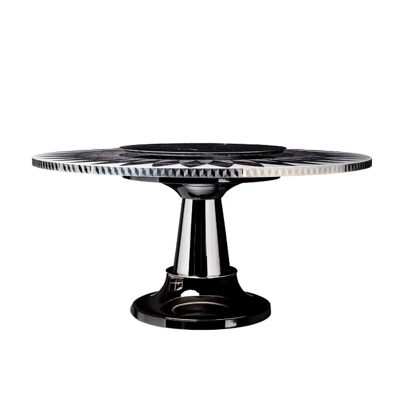 steel dining table light luxury luxury amethyst splicing modern creative marble round dining table with turntable