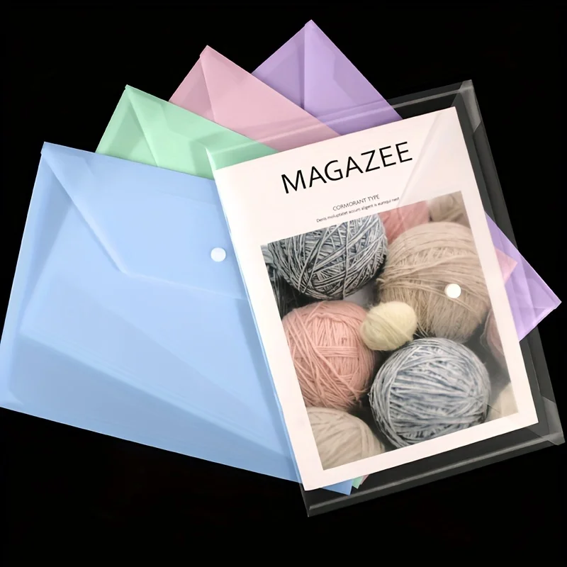 10Pcs A4 Document Folder File Bag16C Transparent Plastic Thick Large Capacity Folder Data Pack Student Office Storage Stationery