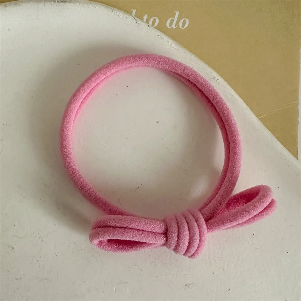 1Pc Simple Solid Colorful Bow Hair Ties Ropes High Elastic Seamless Ponytail Holder Rubber Band For Women Hairwear Accessories