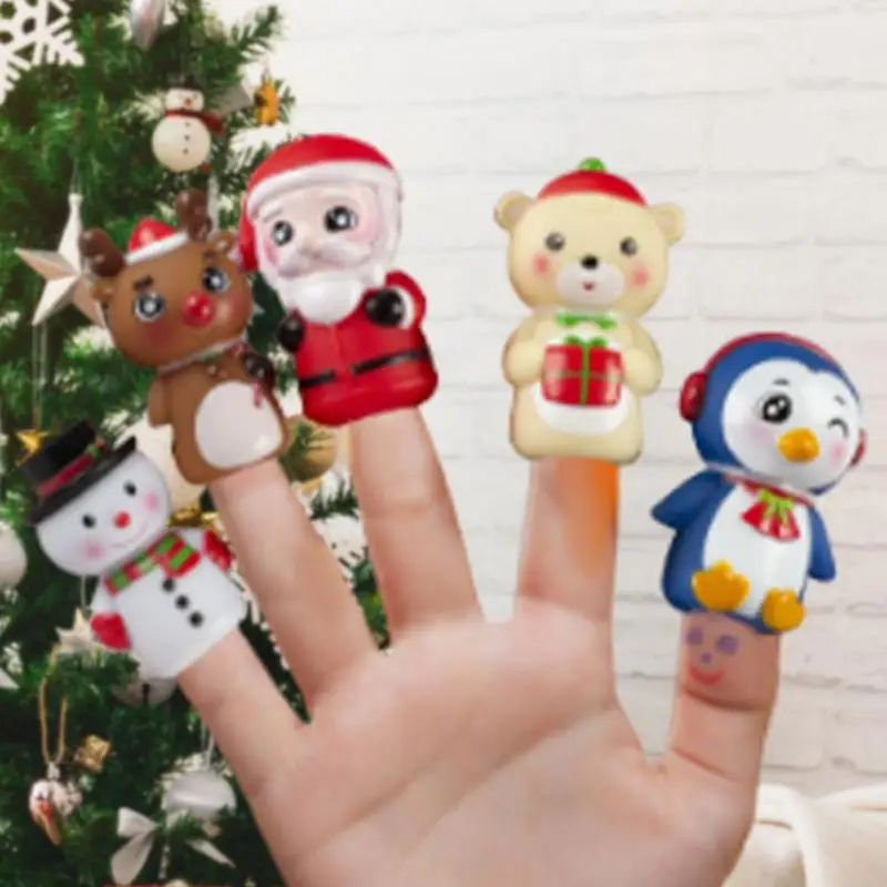 Burattini da dito Giocattoli 5X Gioco di Natale Burattino Giocattolo Cartoon Giocattoli Burattino Giocattolo Babbo Natale Pupazzo di neve Storytime Giocattolo di apprendimento per