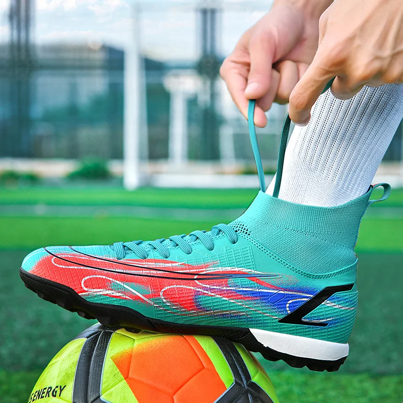 Soccer Shoes Men Anti-slip Outdoor Grass Training Long Stud Sports Shoes Men Lightweight Fashion Lace-up Football Boots Men