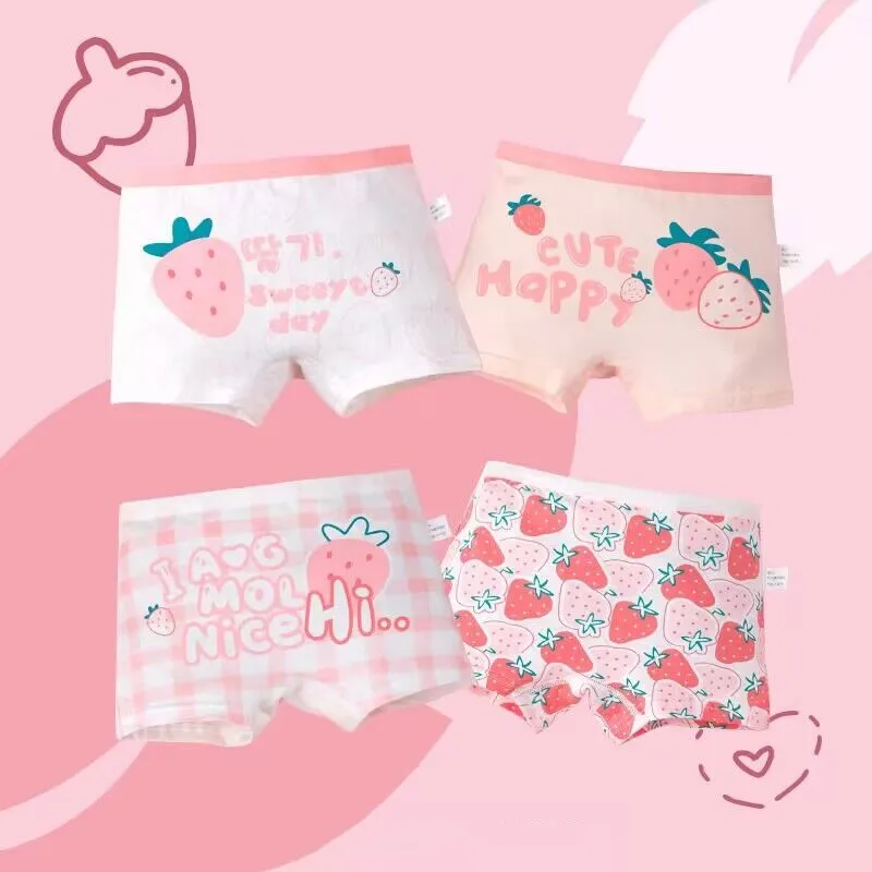 4pcs/Lot Cartoon Panties Cotton Short Pants Girls\' Underwear Suit 2-10Years