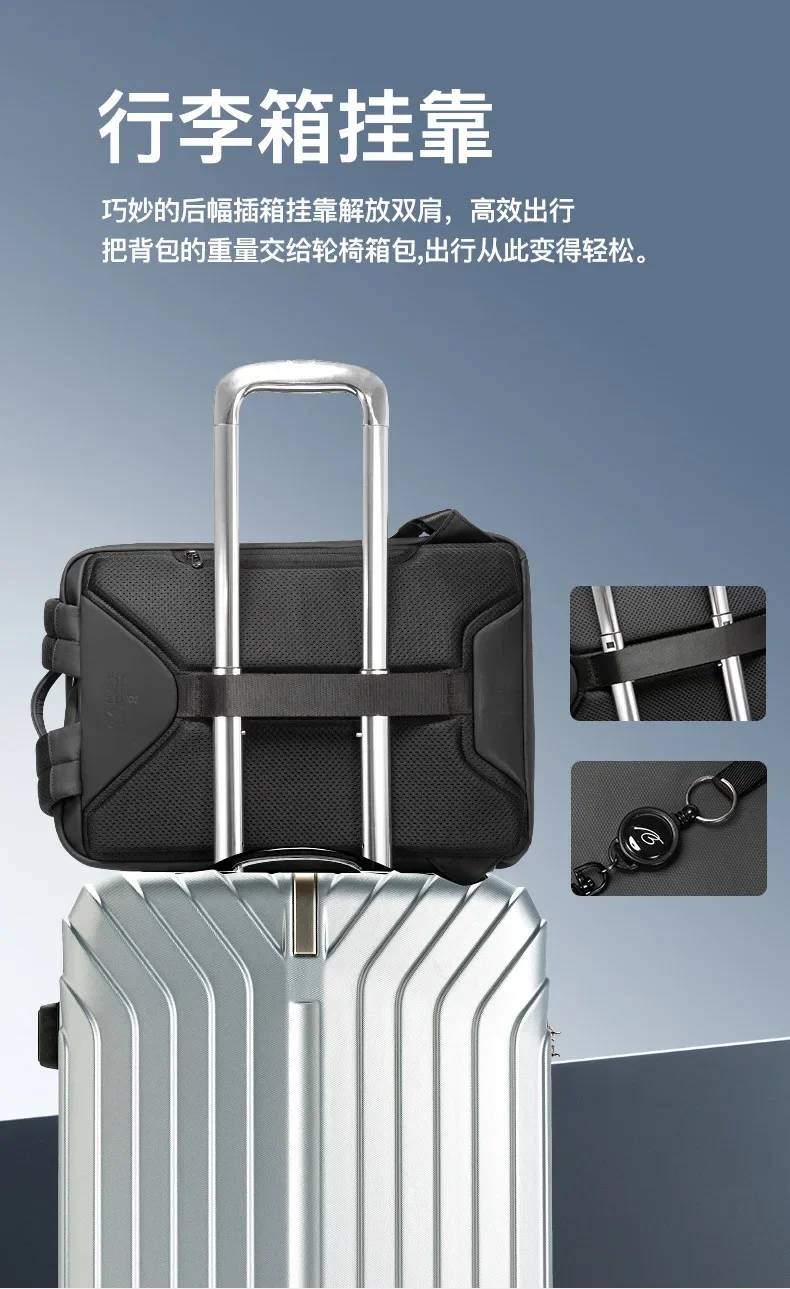 BANGE Business Backpack with External USB Port Anti Splashing Water Travel Backpack