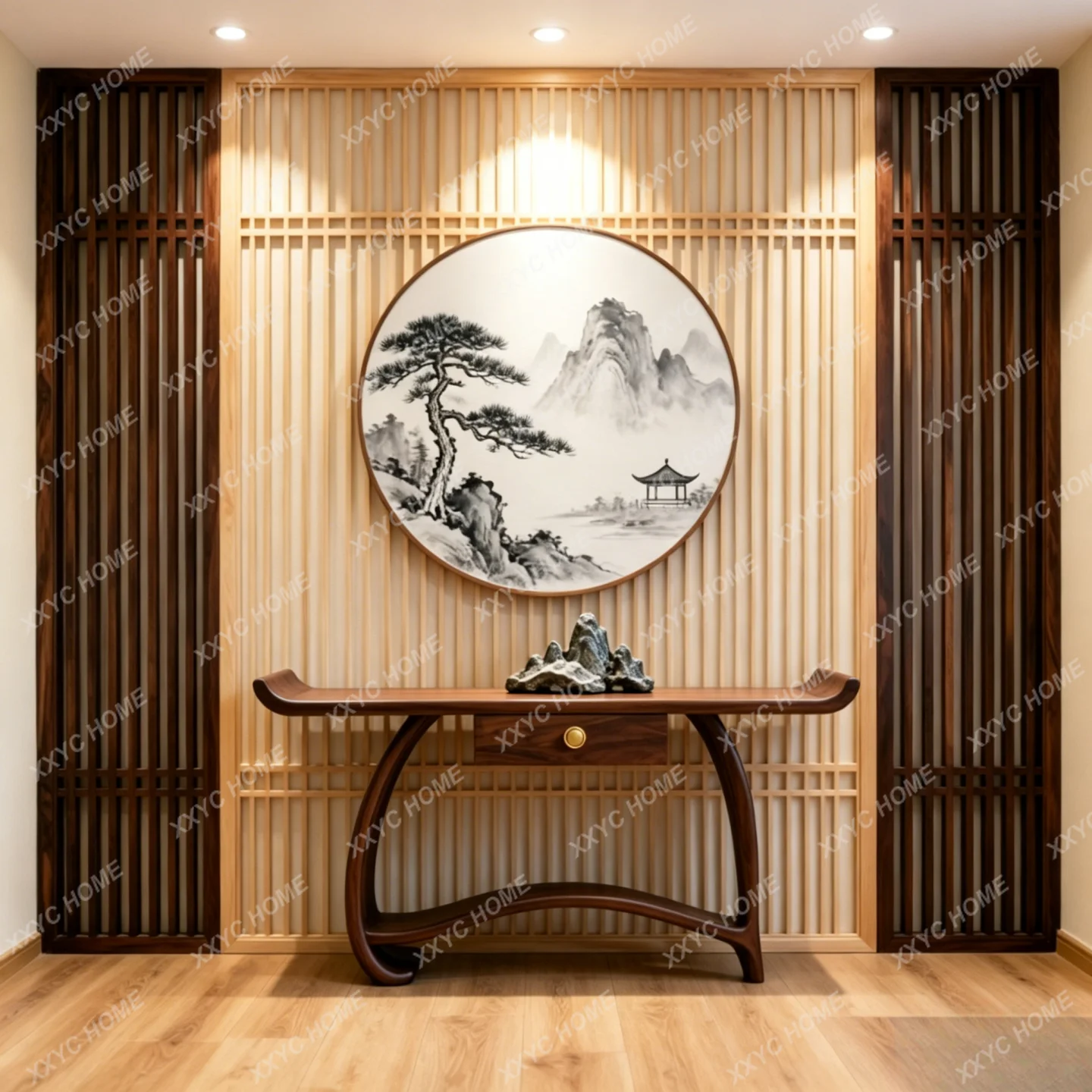 Solid wood Xuanguan platform, living room tenon and mortise structure, landscape painting table, storage table