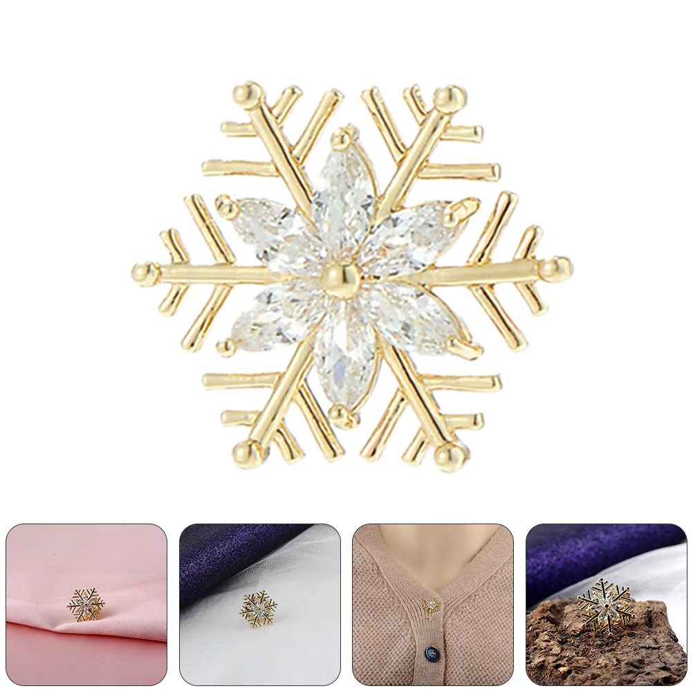 

2Pcs Chest Pin Accessory Elegant Snowflake Design Brooch for Women All-Match Lapel Pin Decorative Collar Clip Alloy Fashion