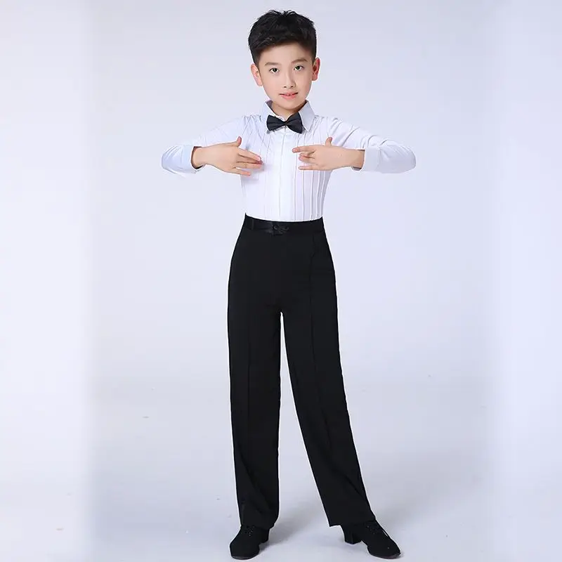 ballroom boy Latin dancing tango desigual competition suit children\'s professional dance wear boy salsa shirt + pants