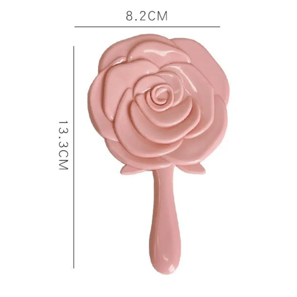 Rose Shape Handheld Makeup Mirror Accessories Portable with Handle Hand Makeup Magnifying Mirror Clear Vanity Mirror