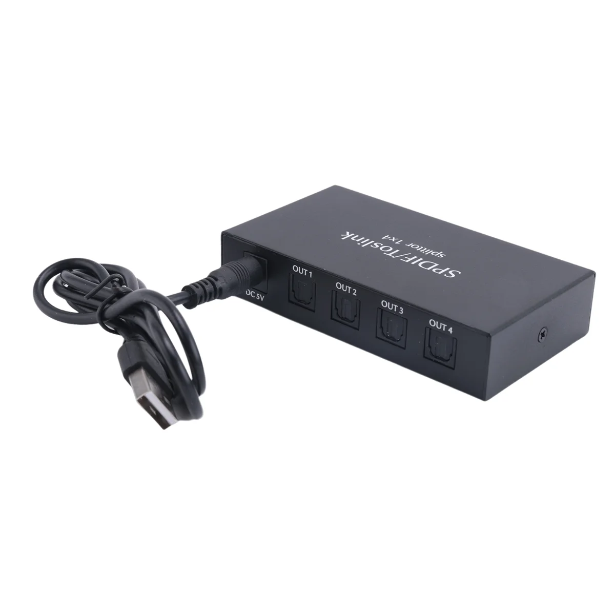 الصوت البصري الرقمي 1X4 الفاصل الرقمي SPDIF Toslink الألياف الضوئية مقسم الصوت 1 في 4 خارج سبائك الألومنيوم (قابس الولايات المتحدة) الساخن
