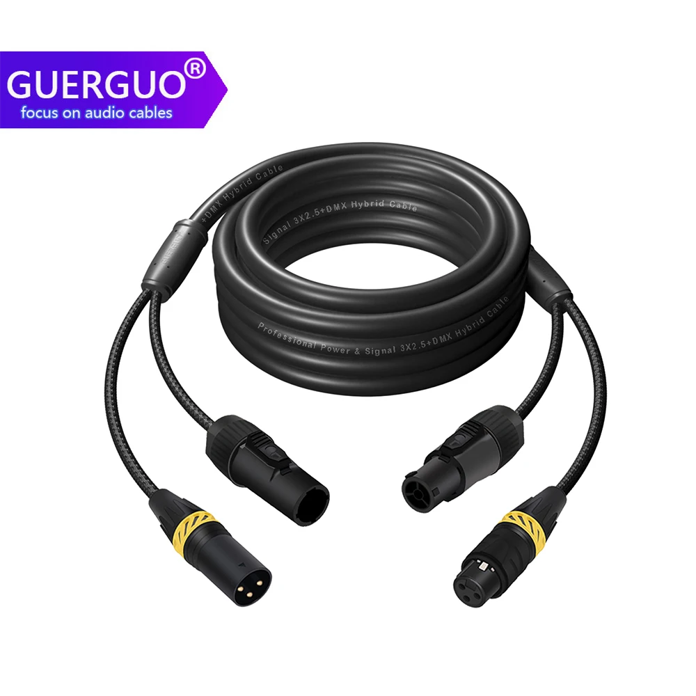 

PowerCon and DMX Extension Cable,3x1.5/2.5mm² Power DMX Waterproof 3Pin XLR Signal Combo Cord for Stage Lighting,Concerts,Events