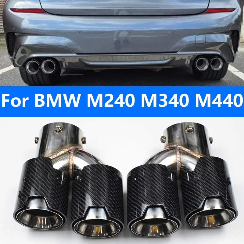 

For 2019+ BMW G20 G21 M340i G22 M240i G42 440i Dual Quad Out M Exhaust Carbon Fiber Muffler Tip Exhaust System Nozzle Exhaust