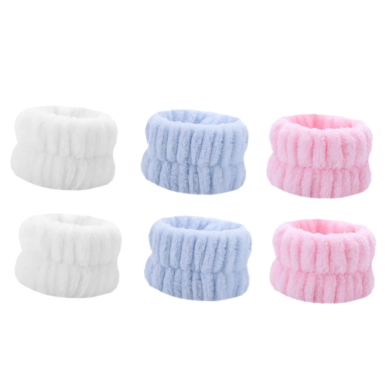 Soft Elastic Face Washing Wristbands for Women Girls Absorbent Coral Flannelette Straps for Shower Spa Makeup Yoga Sports