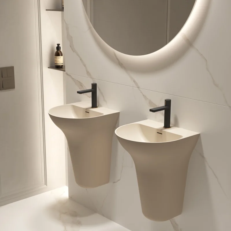 

Bathroom column basin Hotel project Artificial stone wall-mounted washbasin Small apartment household washstand