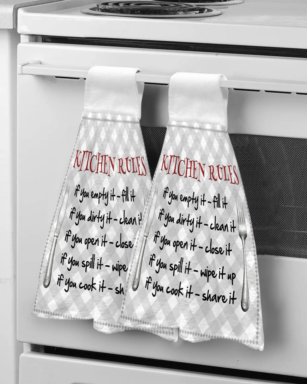 Kitchen Rule Knife And Fork Plaid Kitchen Hand Towel Strong absorbent Towel Washing Room Handkerchief Towel