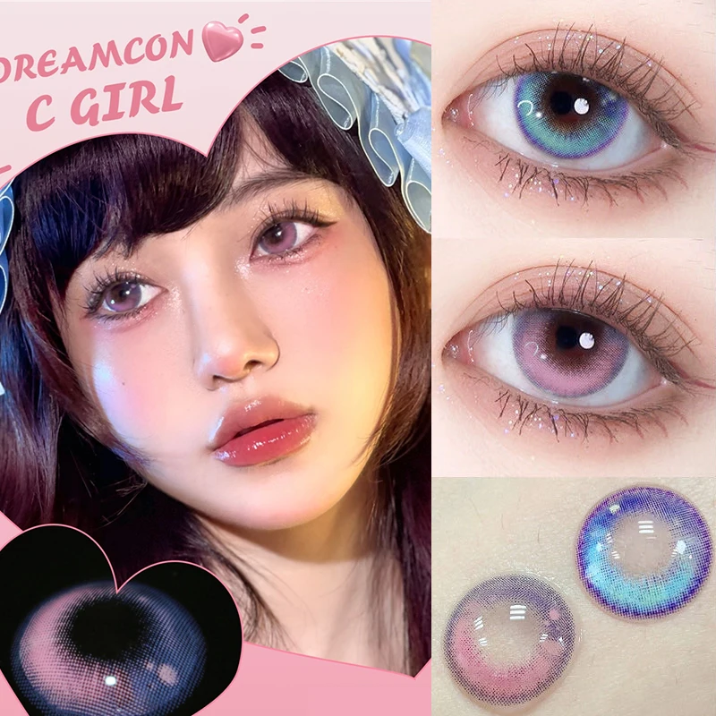 2 Stück farbige Kontaktlinsen Bling Pupil Beauty Cosplay Farbkreislinse Jährliche Galaxie farbige Kontaktlinsen mit Box