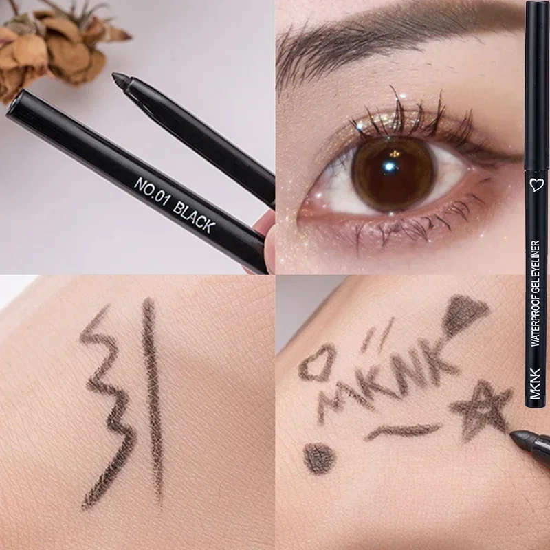 Matita per eyeliner a 6 colori Matita gel per eyeliner impermeabile Rosso Marrone sdraiato Penna per baco da seta Morbida e facile da indossare Trucco per occhi liscio da donna