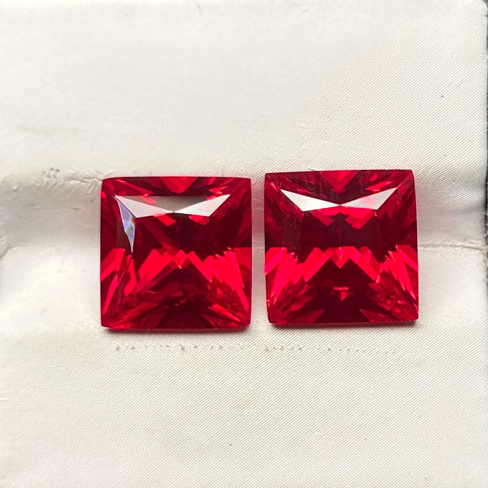 Meisidian Princess Cut 2-10mm Lab Grown Pigeon Blood Red Ruby Gemstone Royal Blue Sapphire Stone