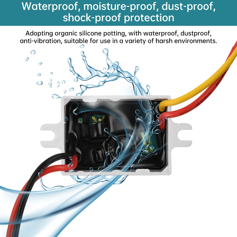 Convertitore impermeabile IP67 da 12 V a 5 V 3 A Convertitore buck step down DC-DC Alimentatore Modulo di alimentazione da 15 W Convertitore ad alta efficienza