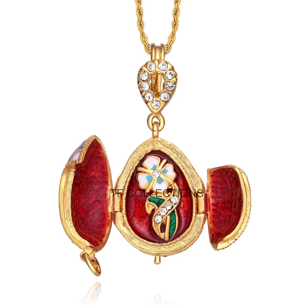 YAFFIL Red, Black And Gold Enamel Ladybug Decorative Pendant With Diamond Set Opening Necklace