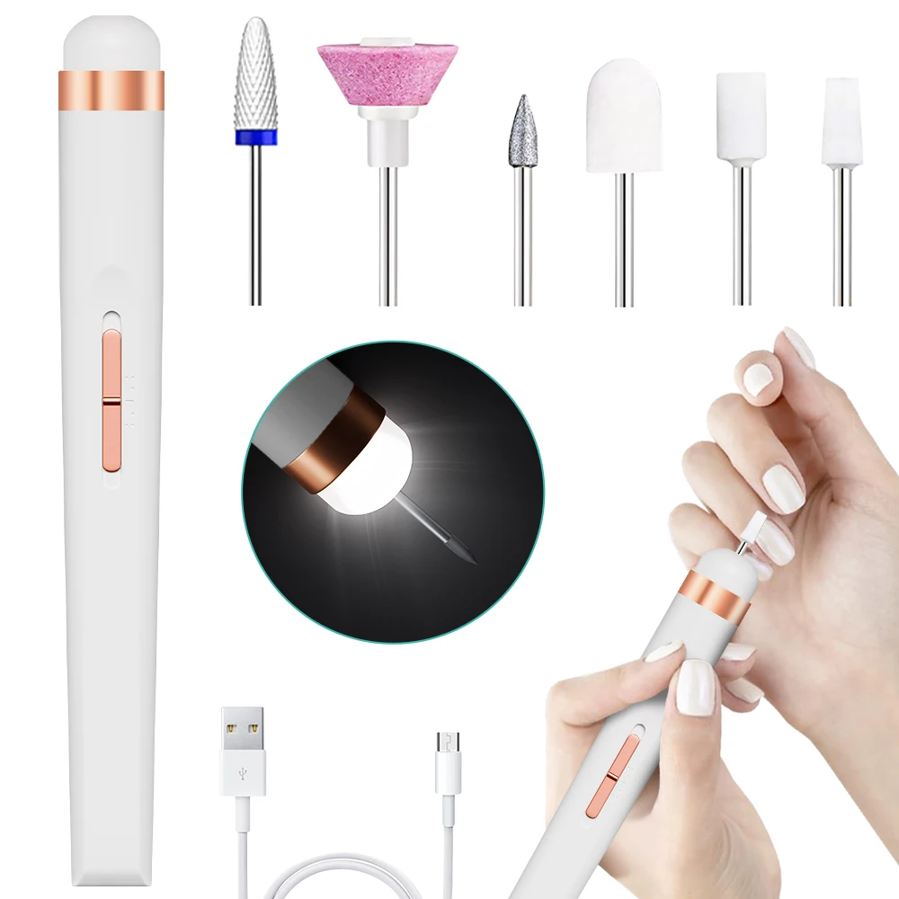 

Electric Nail Drill Kit with LED Light, Rechargeable Acrylic Gel Nails Polishing Machine Manicure Pedicure Tools with Drill Bits