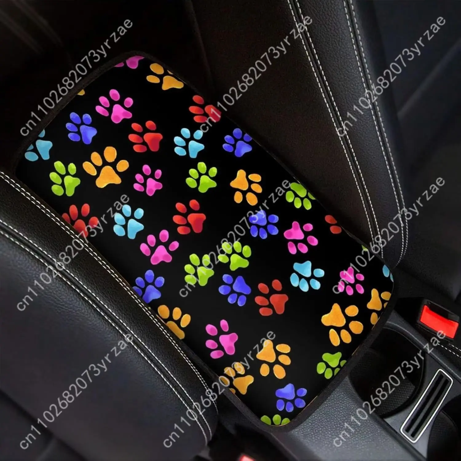 

Colorful Dog Paw Universal Car Armrest Cushion High Quality Non-Slip Car Armrest Cover Elastic Straps Car Interior Accessories