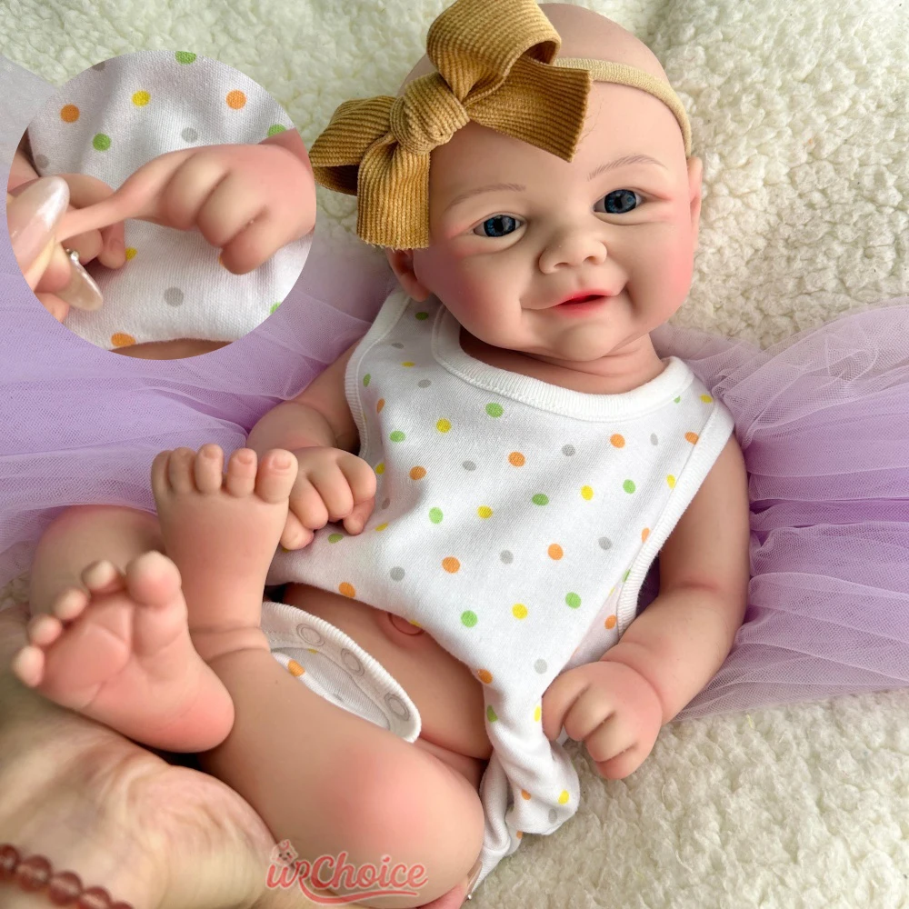 

43 см открытые голубые глаза для девочек, мягкая водонепроницаемая силиконовая кукла реборн, реалистичная детская тренировочная кукла, подарок для пациентов с деменцией