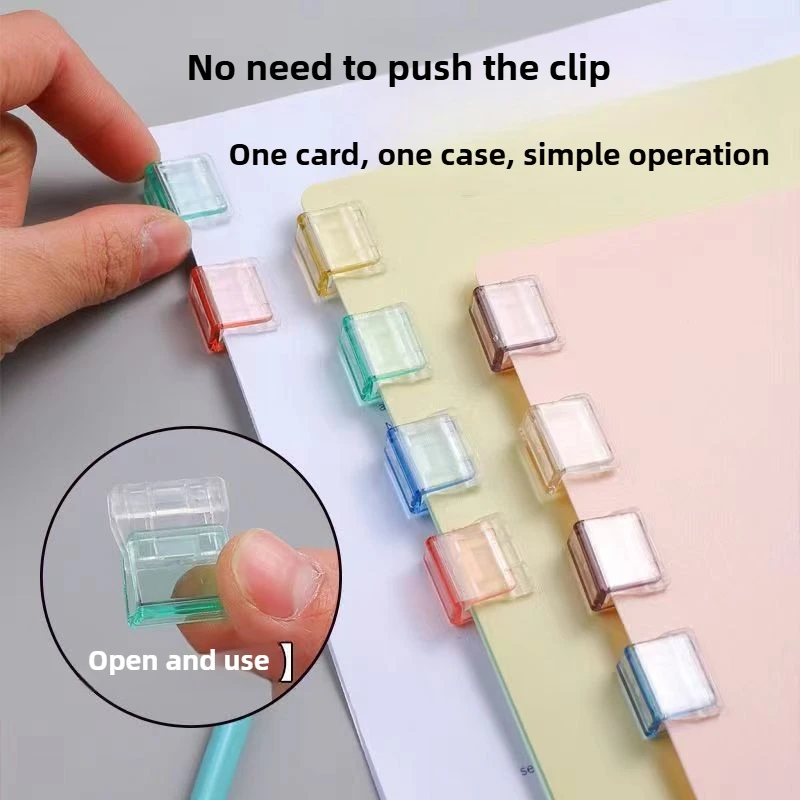 Empujador transparente para almacenar papeles de prueba, sin dejar rastro, para encuadernación de documentos de oficina, papelería y fijación de Clip pequeño, 100 Uds.