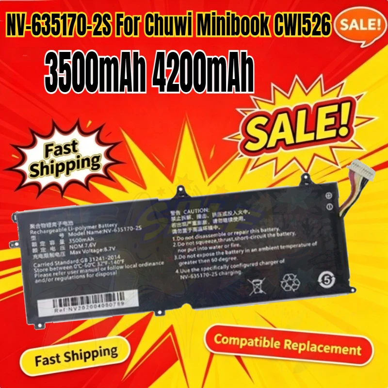 SWZY 3500mAh 4200mAh Replacement Battery NV-635170-2S For Chuwi Minibook CWI526 Batteria