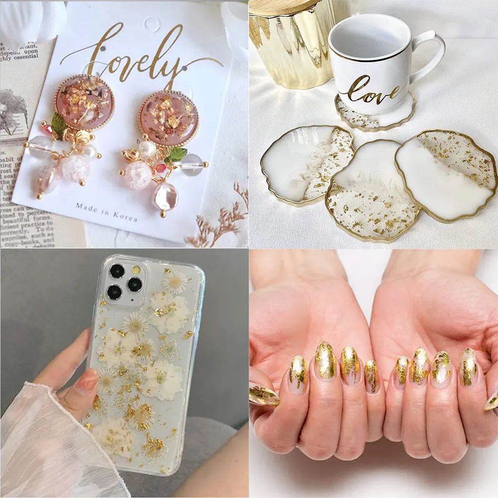 100pcs Gold Foil Decor Art Craft Paper Gold Leaf Diy Dripping Resin Tin Foil Birthday Party Wedding Cake Dessert Decorations