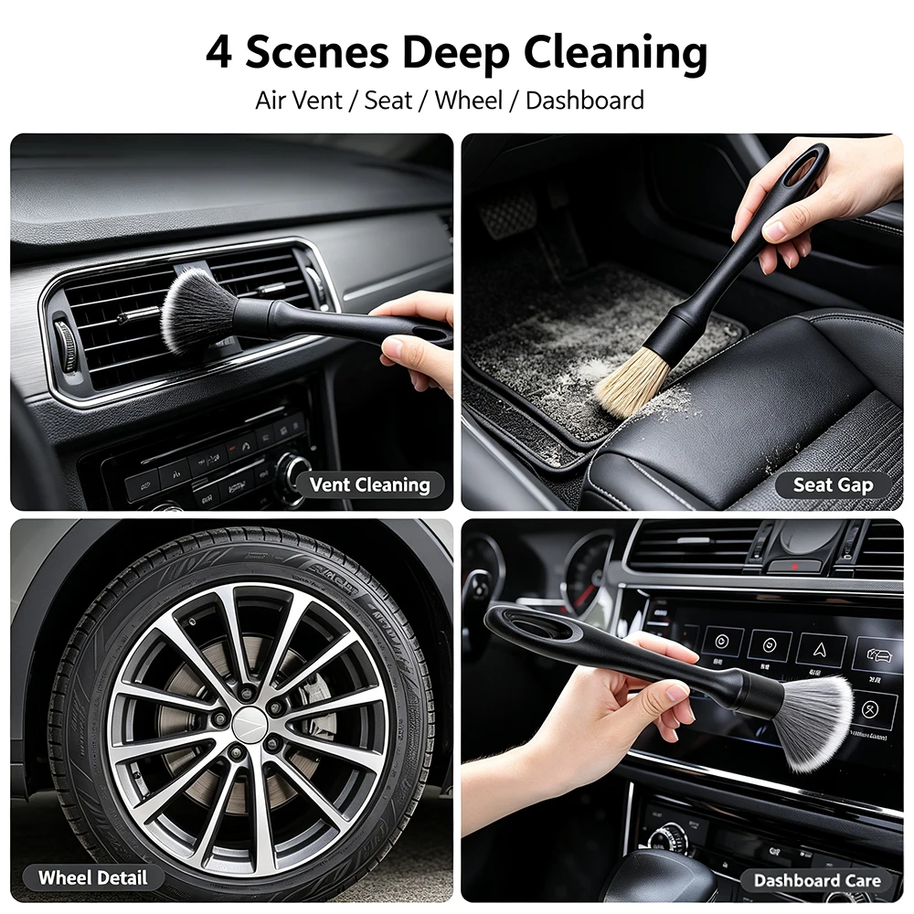 AUTOBRIGHT Car Detailing Brush Acid Alkali Resistant Automotive Detail Brush Cleaning Interior&Exterior Dashboard Rims Wheel Lug