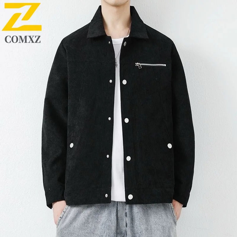 

COMXZ 2025 Мужская куртка, модная уличная велосипедная куртка с воротником-стойкой, удобная мотоциклетная куртка, легкое осеннее пальто в повседневном стиле