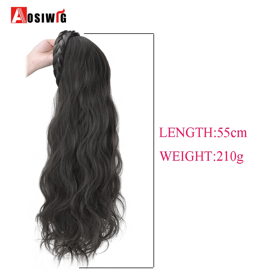 AOSIWIG Synthetic Long Curly Half Head Style Wig Heat Resistant Hair Costume Christmas Party Cosplay Natural False Hairpieces