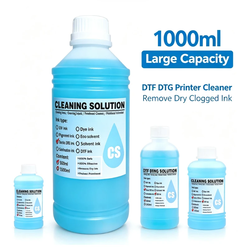 For Epson DTF DTG Ink Cleaning Solution Strong Cleaning Liquid Compatible with DX4 DX5 L1800 L805 L800 1390 I3200