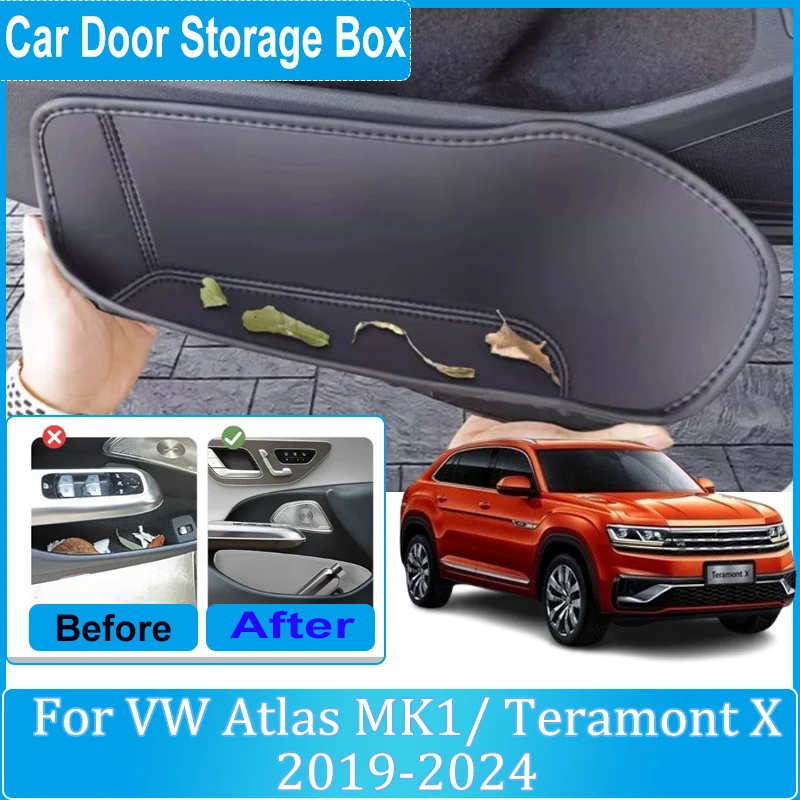 

Auto Door Storage Box For Volkswagen VW Atlas Teramont Accesorios X MK1 2019-2024 Cars Door Slot Storage Pocket Organizer Bucket