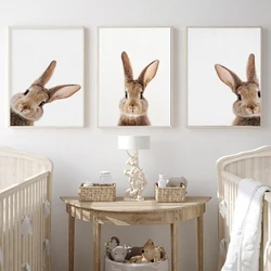 Kawaii Cute Animal Rabbit Canvas Poster Nursery Personalized Energy Wall Art Bunny Print Painting Pictures for Children  Bedroom