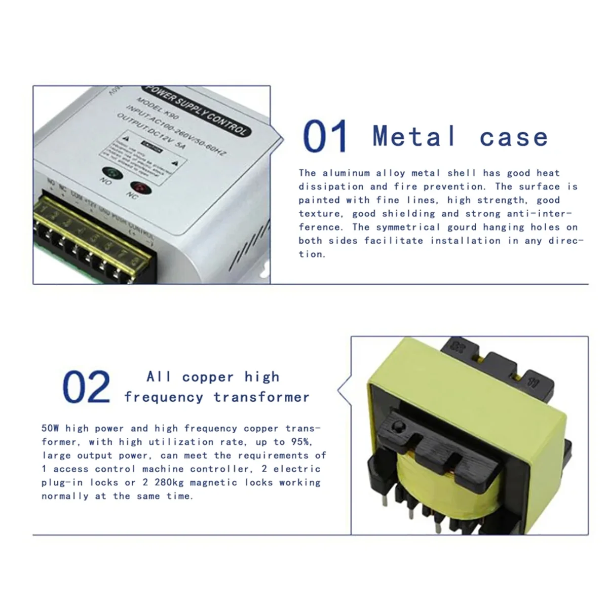 2025 New- Mini AC 100-260V Access Control Power Supply Controller DC 12V 5A Access Control Time Delay Power Adapter