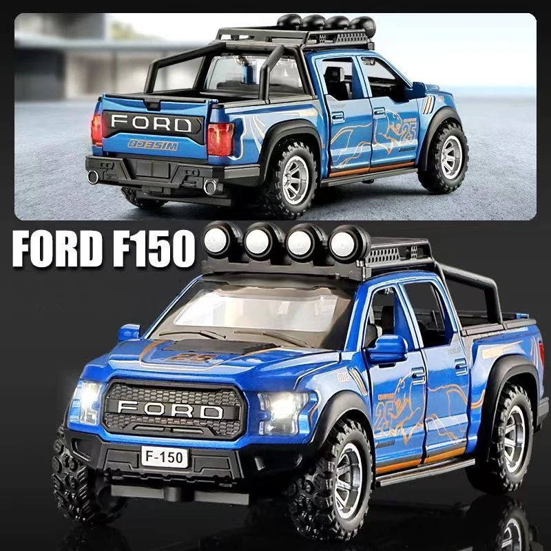 1:32 Ford F150 Raptor Alloy Mini Scale Car Model Diecast Metal Toy Car Vehicles Sound＆Lght Collection Children Birthday Toy Gift